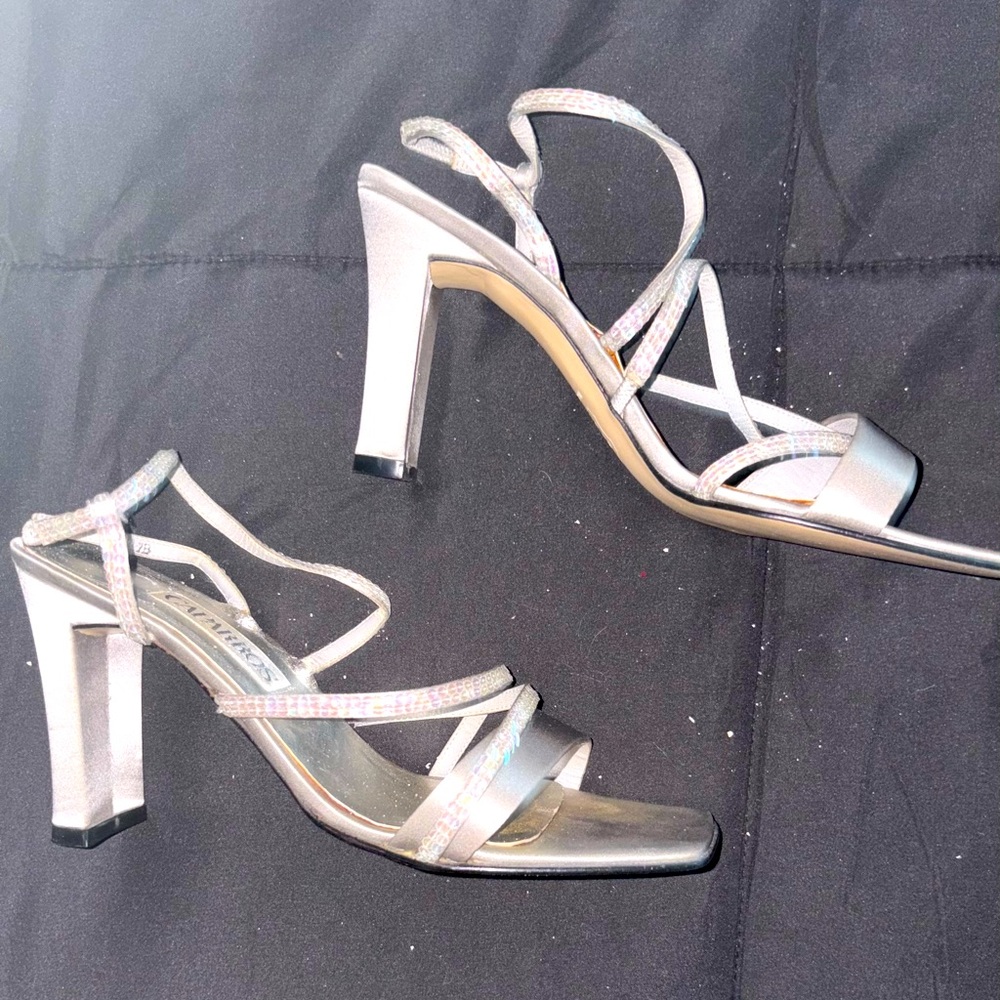 Elegant Silver Strappy Heels